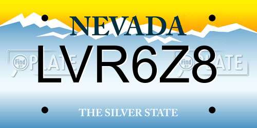 LVR6Z8 Nevada License Plate
