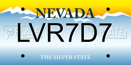 LVR7D7 Nevada License Plate