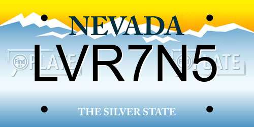 LVR7N5 Nevada License Plate