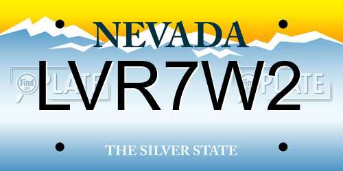 LVR7W2 Nevada License Plate