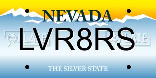 LVR8RS Nevada License Plate