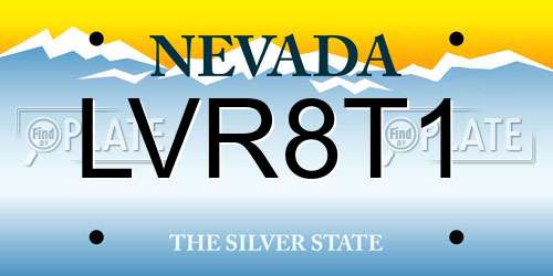 LVR8T1 Nevada License Plate