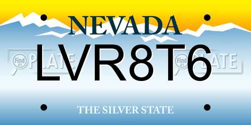 LVR8T6 Nevada License Plate