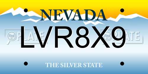 LVR8X9 Nevada License Plate