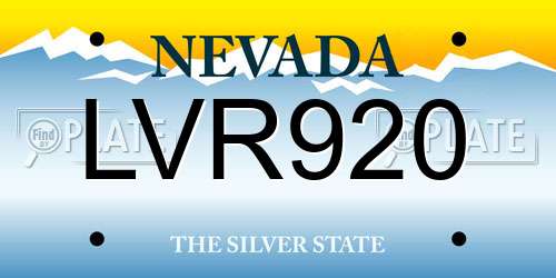 LVR920 Nevada License Plate