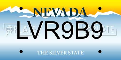 LVR9B9 Nevada License Plate