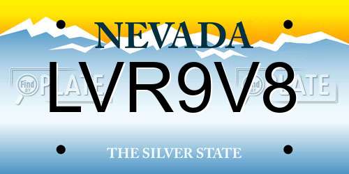 LVR9V8 Nevada License Plate