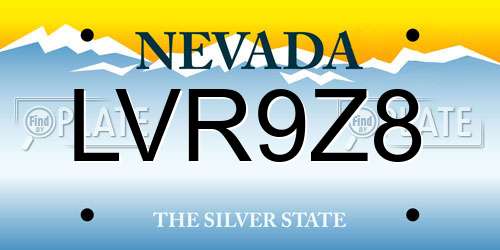 LVR9Z8 Nevada License Plate