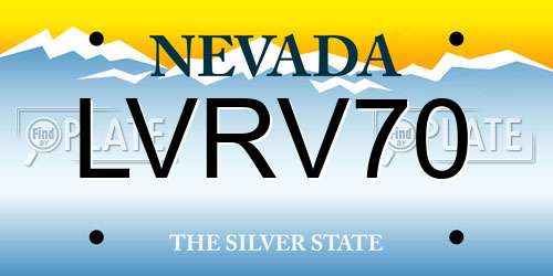LVRV70 Nevada License Plate