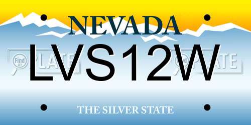 LVS12W Nevada License Plate