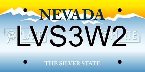 LVS3W2 Nevada License Plate