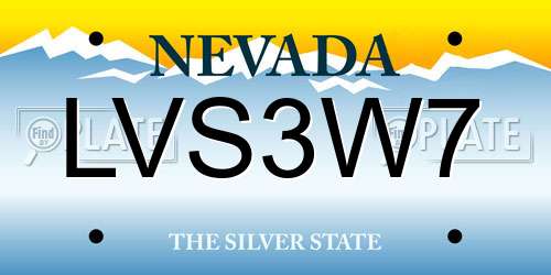 LVS3W7 Nevada License Plate