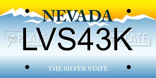 LVS43K Nevada License Plate