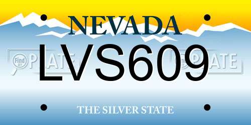 LVS609 Nevada License Plate