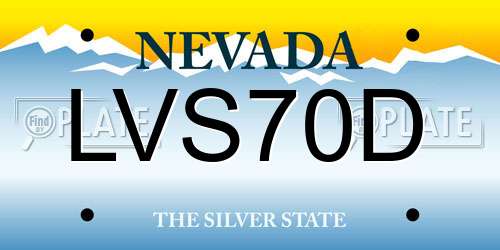 LVS70D Nevada License Plate