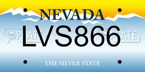 LVS866 Nevada License Plate