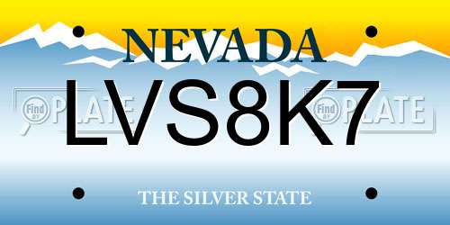 LVS8K7 Nevada License Plate
