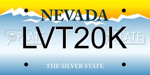 LVT20K Nevada License Plate