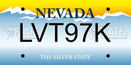LVT97K Nevada License Plate