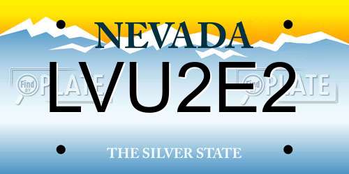 LVU2E2 Nevada License Plate