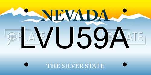 LVU59A Nevada License Plate