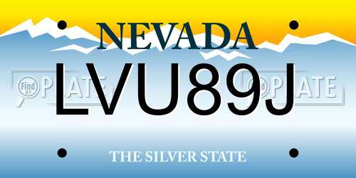 LVU89J Nevada License Plate