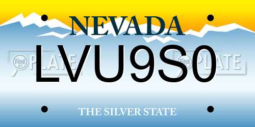 LVU9S0 Nevada License Plate
