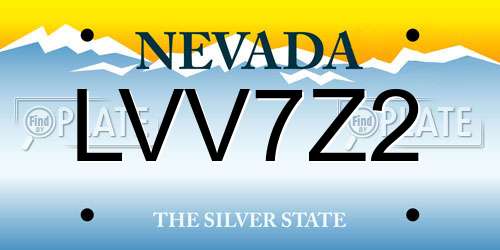 LVV7Z2 Nevada License Plate