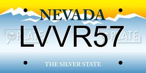 LVVR57 Nevada License Plate