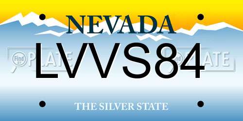 LVVS84 Nevada License Plate