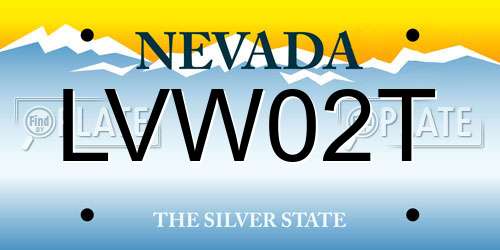LVW02T Nevada License Plate
