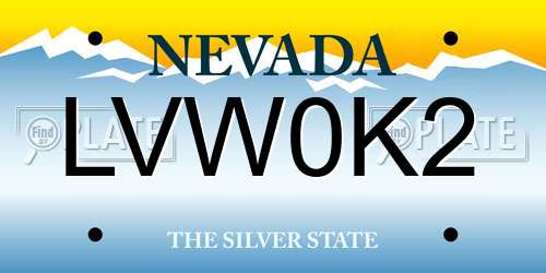 LVW0K2 Nevada License Plate