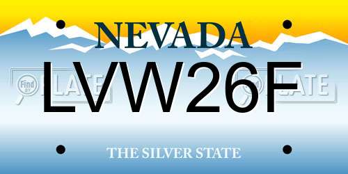 LVW26F Nevada License Plate