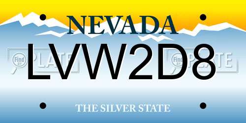 LVW2D8 Nevada License Plate