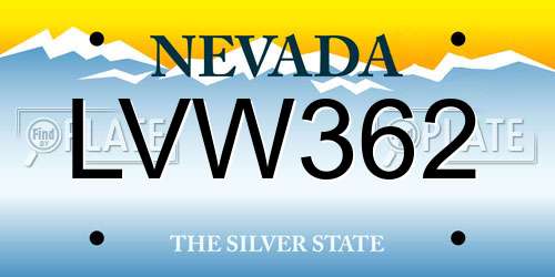 LVW362 Nevada License Plate