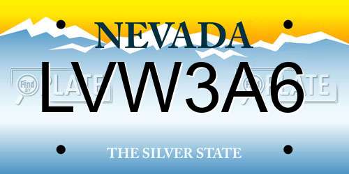 LVW3A6 Nevada License Plate