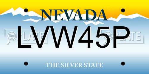 LVW45P Nevada License Plate