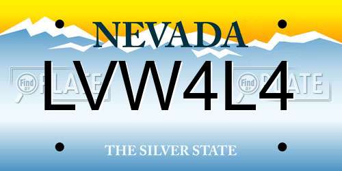 LVW4L4 Nevada License Plate