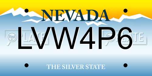 LVW4P6 Nevada License Plate