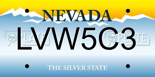 LVW5C3 Nevada License Plate