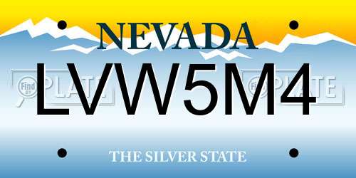 LVW5M4 Nevada License Plate