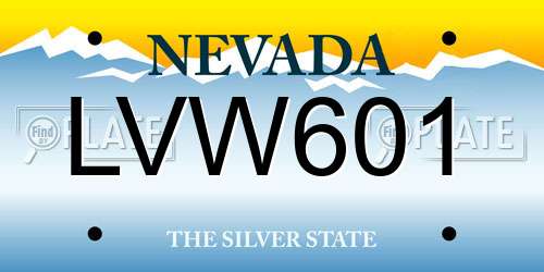 LVW601 Nevada License Plate