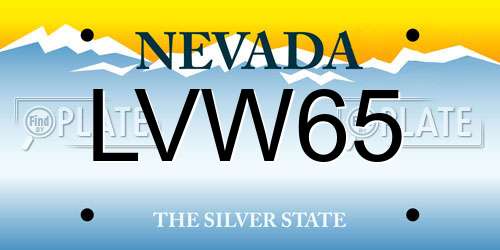 LVW65 Nevada License Plate