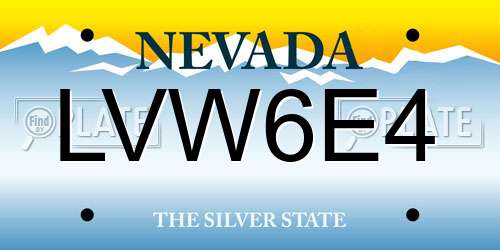 LVW6E4 Nevada License Plate