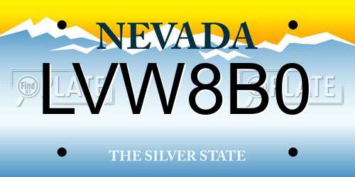 LVW8B0 Nevada License Plate