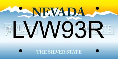 LVW93R Nevada License Plate