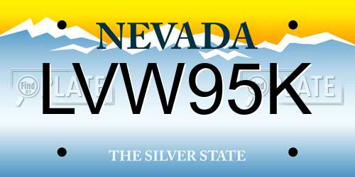 LVW95K Nevada License Plate