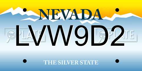 LVW9D2 Nevada License Plate