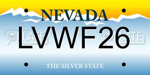 LVWF26 Nevada License Plate