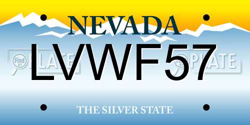 LVWF57 Nevada License Plate